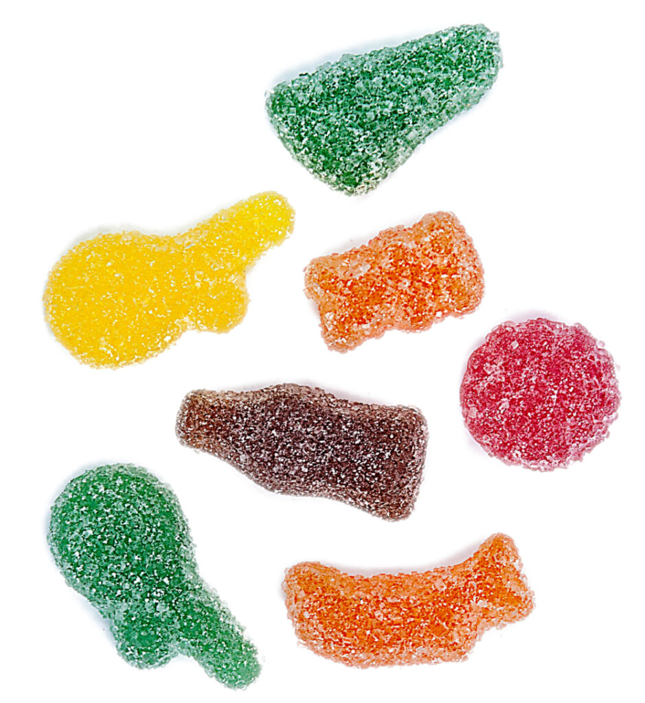 various gummies in sugar coating